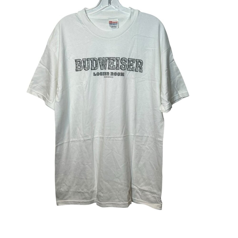 Vintage Budweiser Locker Room Shirt Mens L Graphic Tee Y2K Made USA Heavyweight